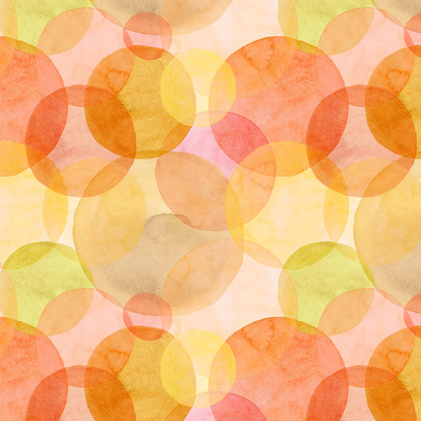 Abstraktní krásné umělecké nabídka nádherné transparentní světlé podzimní žluté oranžové červené kroužky různé tvary vzoru akvarel ruční ilustrace. Ideální pro textil, tapety a pozadí - Fotografie, Obrázek