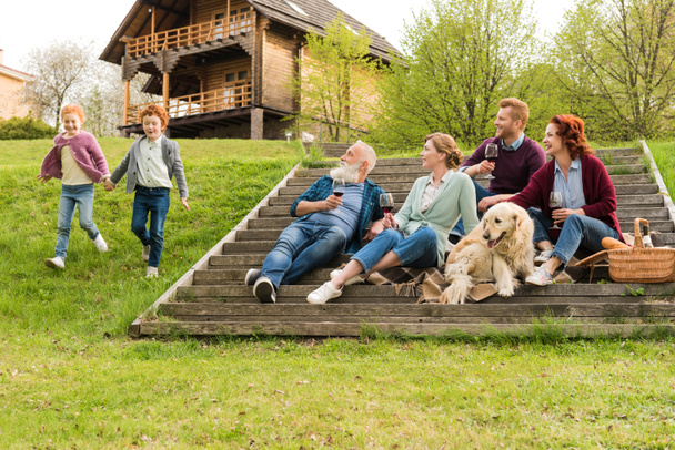family having picnic in village - Fotografie, Obrázek