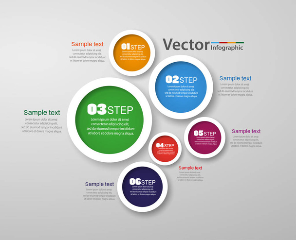 Infographic design sablon használható munkafolyamat-elrendezés, rajz, a lehetőségek száma, a web design. Infographic üzleti koncepció 6 lehetőségek, alkatrészek, lépéseket vagy folyamatok. Vektor eps 10 - Vektor, kép
