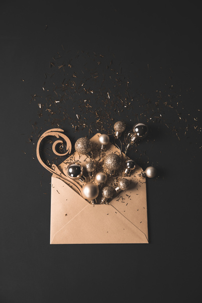 christmas balls in envelope - Photo, Image