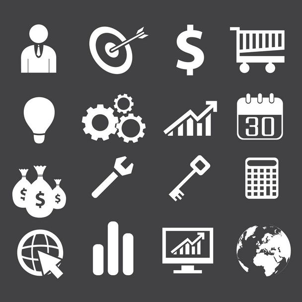 Monochrome Business Concept Icons Set - Vektor, obrázek