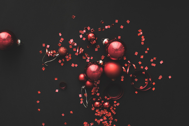 christmas balls and confetti  - Photo, Image