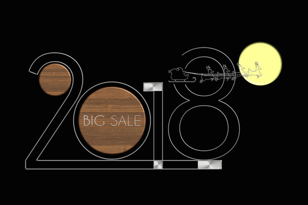 Ευτυχισμένο το νέο έτος 2018 μεγάλη πώληση χάλυβα και ξύλο - Φωτογραφία, εικόνα