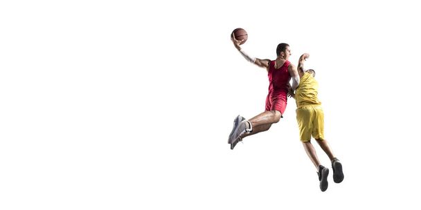 Jogadores de basquete em um fundo branco
 - Foto, Imagem