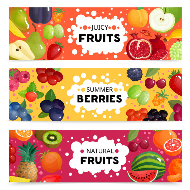 Owoce i jagody banery - Wektor, obraz