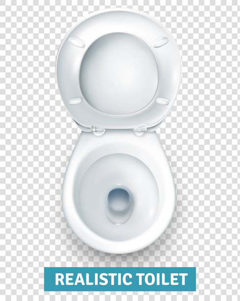 Realistic White Toilet Bowl Top View - Vector, Image