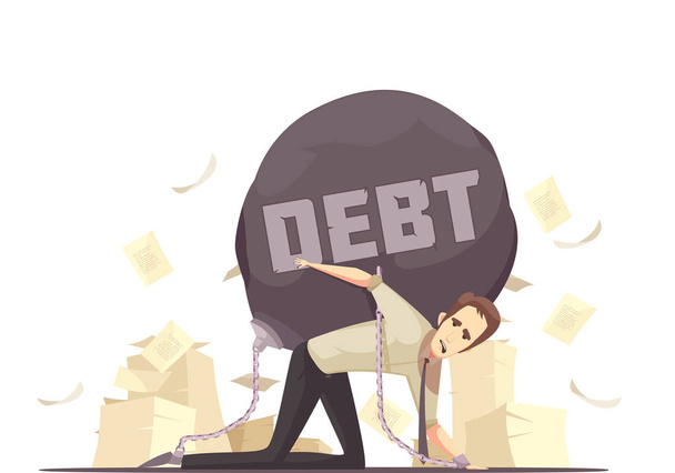 Business Failure Debt Cartoon Icon  - Vector, Image