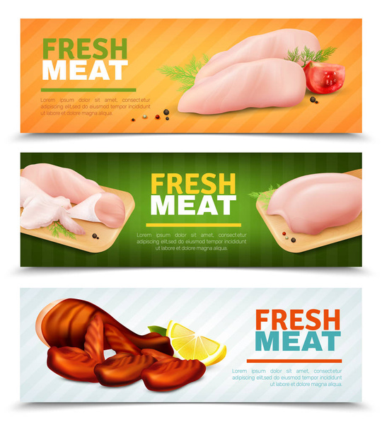 Bannières horizontales de viande de poulet fraîche
 - Vecteur, image