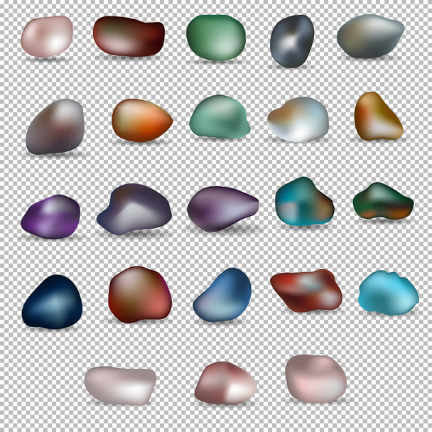 двадцать три разноцветных камня на прозрачном фоне
 - Вектор,изображение