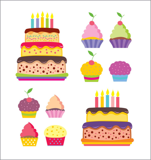 Happy birthday vector card. Hand drawn Vector illustration. Invitation template design. - Vektori, kuva
