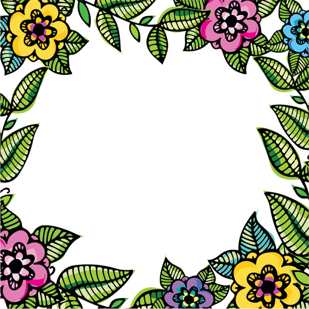  Vintage Grunge Grußkarte mit Blumen und Blättern. Vektorillustration. - Vektor, Bild
