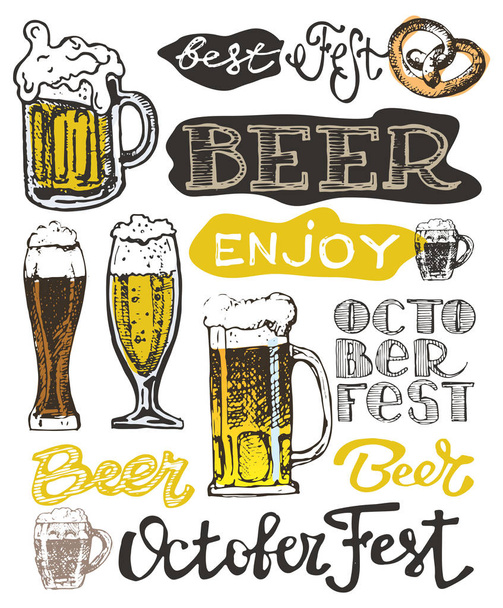 October fest. Drink beer. Vector illustration. - Vector, Image