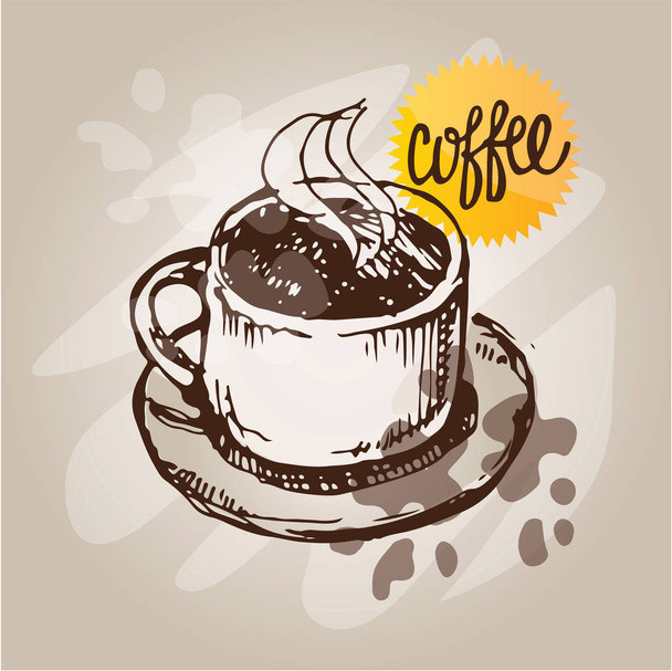 Hand drawn doodle coffee illustration - Vektor, Bild