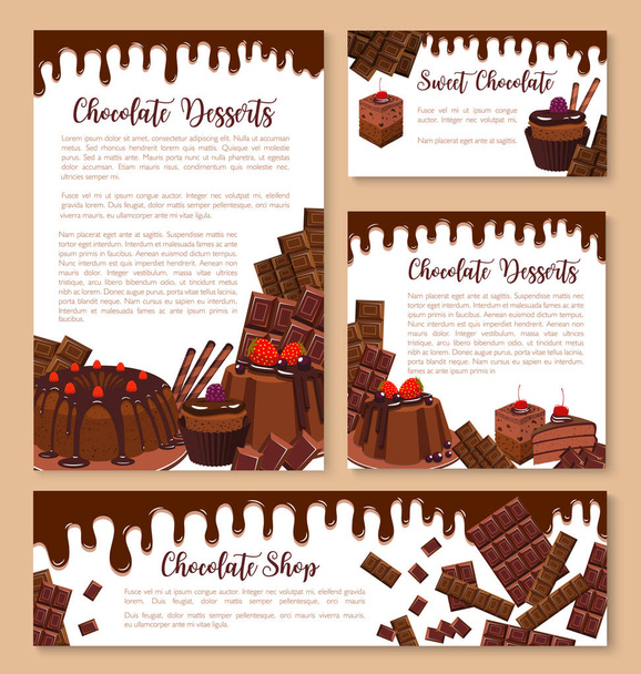 Wektor czekoladowe desery i ciasta szablony - Wektor, obraz