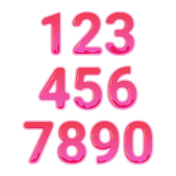 Isolated pink numbers. - Vector, Imagen