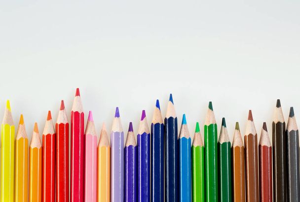 Color pencils on white background. Art and creativity. Pencils - Fotó, kép