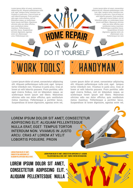 Cartaz de ferramentas de trabalho vetorial para reparo doméstico
 - Vetor, Imagem