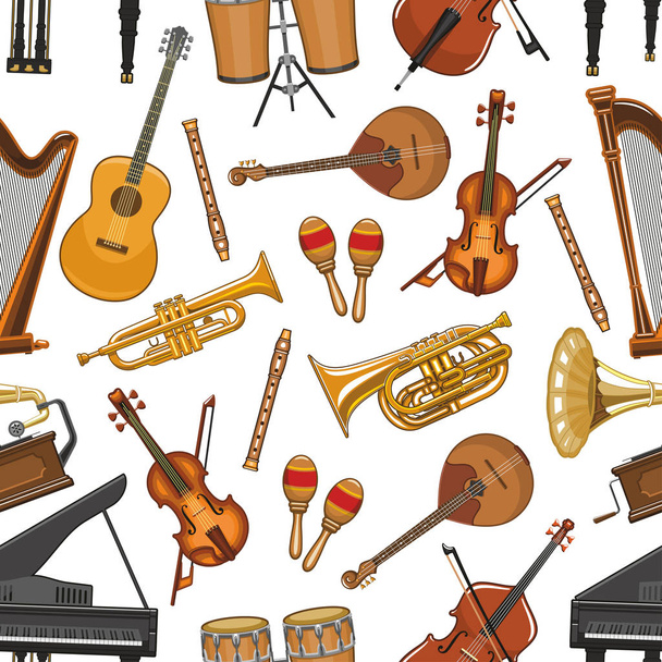 Vector de instrumentos musicales patrón sin costura
 - Vector, imagen