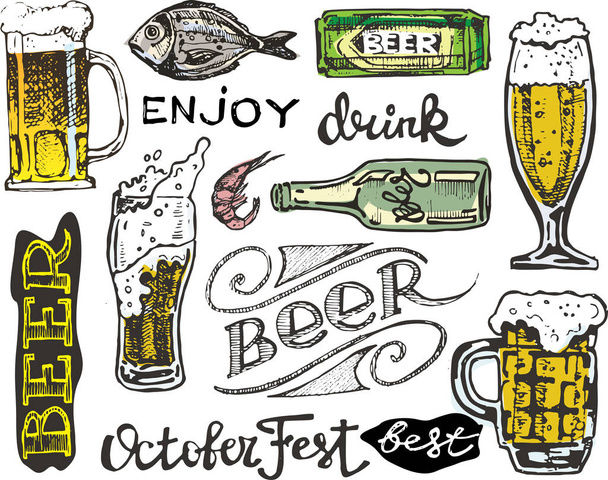 October fest. Drink beer. Vector illustration. - Vector, Imagen