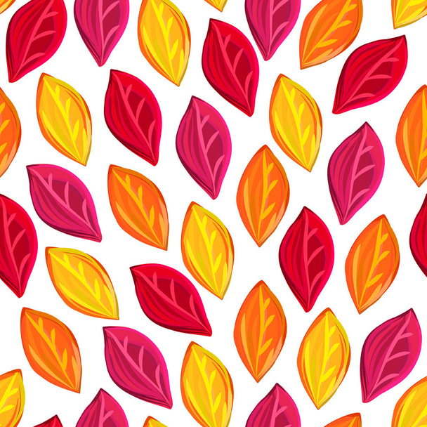 Floral seamless pattern with fallen leaves. Autumn. Leaf fall. Colorful artistic background - Vecteur, image