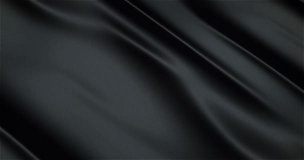 schwarze glänzende Stoff Satin realistische nahtlose Schleife winkende Animation - Filmmaterial, Video