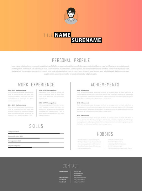 Creative cv template with paper stripes. - Vector, Image