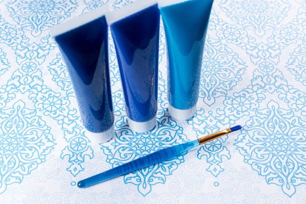 Синий, индиго, бутафорский цвета - домашняя интерьерная концепция дизайна,
 - Фото, изображение