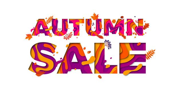 Autumn sale shopping discount vector poster fall maple leaf - Vettoriali, immagini