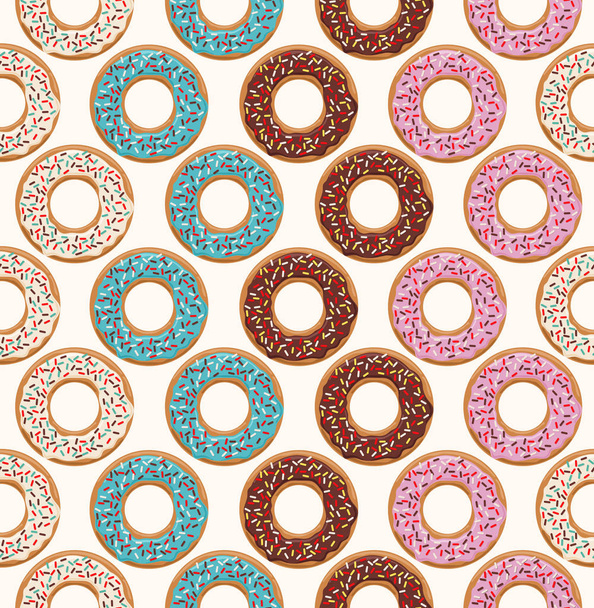 Padrão sem costura vetorial com donuts envidraçados
  - Vetor, Imagem