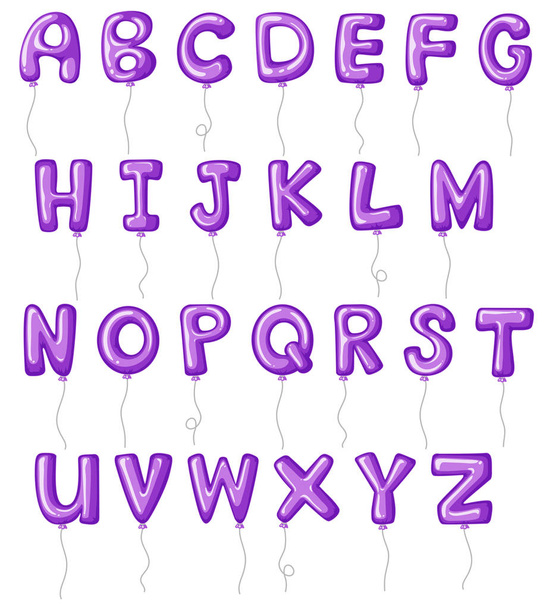 Balloon alphabets in purple color - Vector, Image