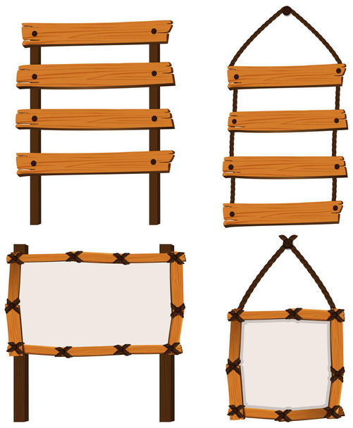 Quatro design de placas de madeira
 - Vetor, Imagem