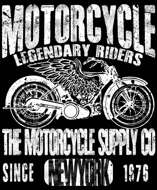 Motorcycle typography; t-shirt graphics; vectors - Vector, Image
