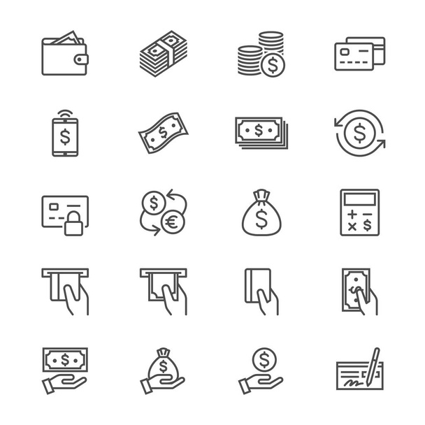 Money thin icons - Vettoriali, immagini