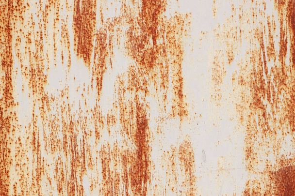 Rust White Painted Wall Texture. Corroded Brush Strokes. - Fotoğraf, Görsel