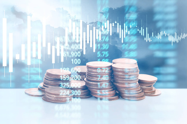 graph coins stock finance and business concept - Photo, Image