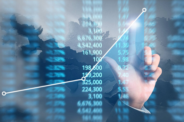 Analisando dados financeiros ilustrados do mercado de ações gráfico sobre scre
 - Foto, Imagem