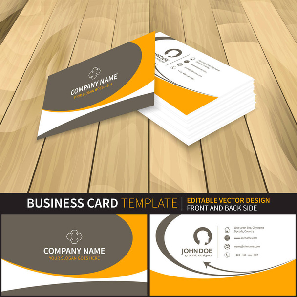 モックアップな創造的なビジネス カード テンプレート。前面と背面側のベクトル図. - ベクター画像