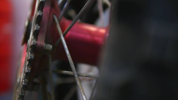 wheel motorcycle repair in garage - Фото, зображення