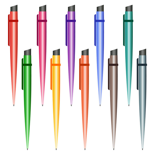 Ensemble de stylos multicolores sur fond blanc
 - Vecteur, image