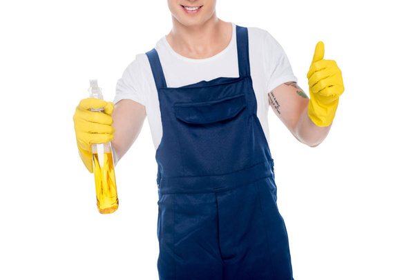 cleaner showing thumb up - Foto, Bild