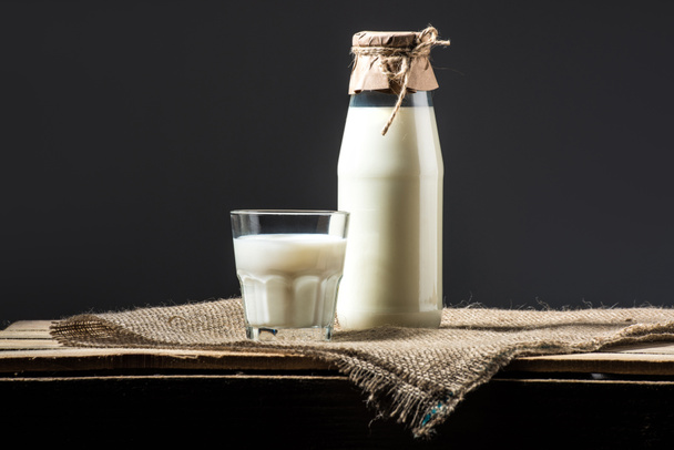 fresh milk in glass and jar - Photo, Image