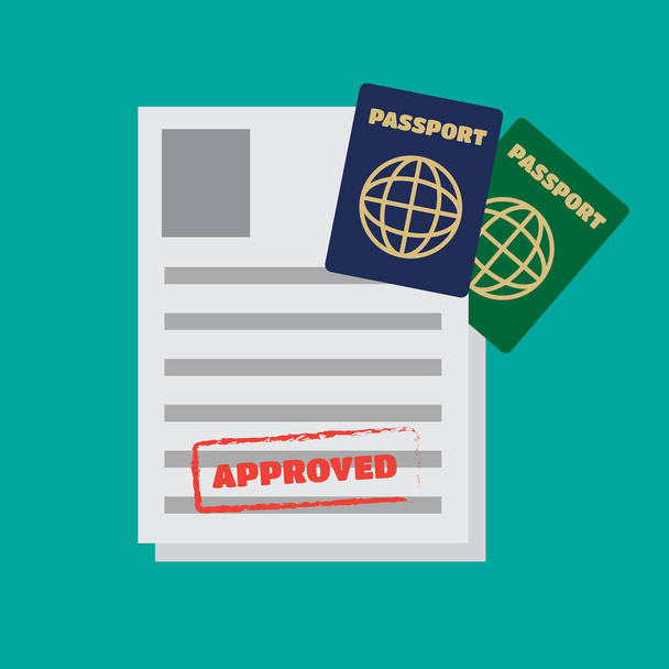 Visa stamping. Passport or visa application. Travel vector - Vector, Image