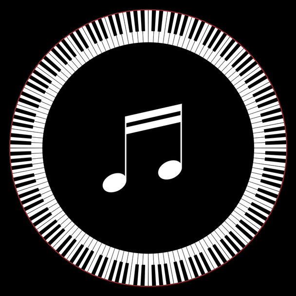Zongora billentyűk kör - Vektor, kép