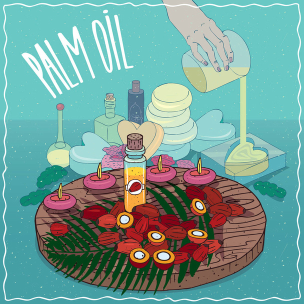 Olej palmowy użyty do produkcji mydła - Wektor, obraz