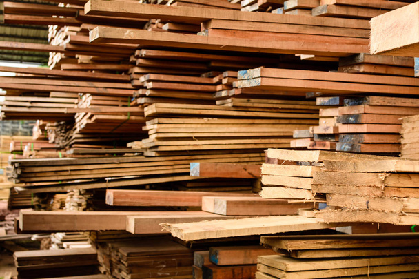 Wood factory stock and lumber board - Photo, Image