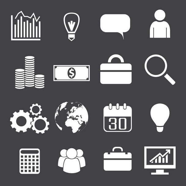 Monochrome Business Icons Set - Vector, imagen