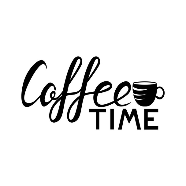 Koffie belettering, logo, - Vector, afbeelding