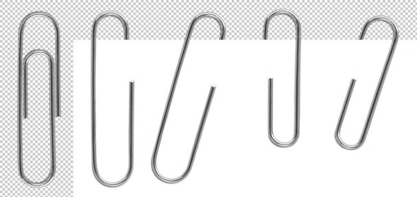 Metal paper clips isolated and attached to paper - Photo, Image