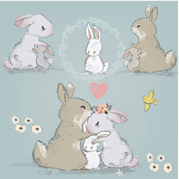 Sevimli Tavşan kaç çocuklu - Vektör, Görsel