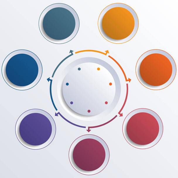 Template infographic color circles round circle 7 positions - Foto, immagini